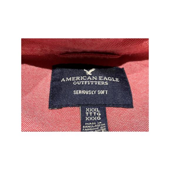 American Eagle Outfitters AEO XXXL 3XL Men's Button Down Red White Blue Short - Picture 3 of 8